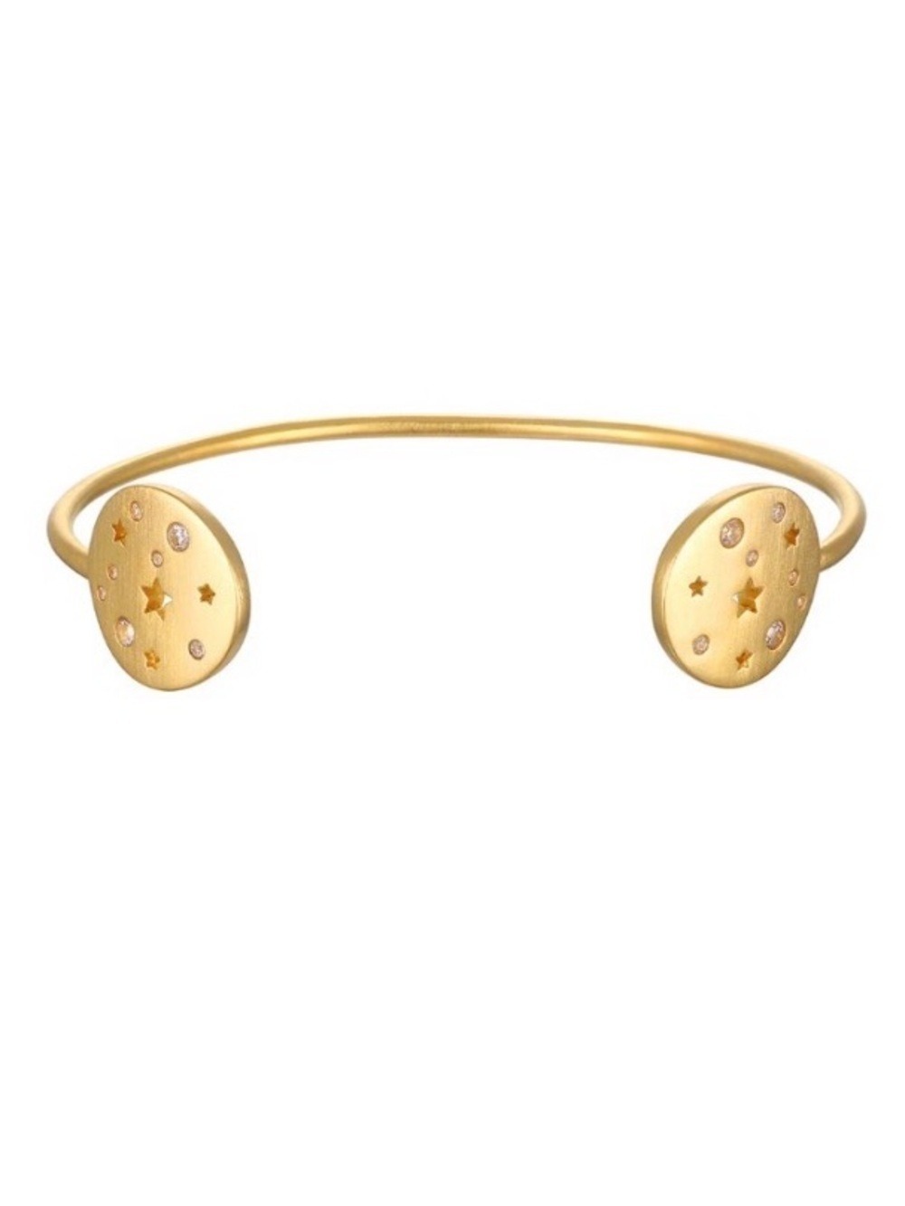 Satya Jewelry Starry Medallion Gold Star White Topaz Cuff Bracelet